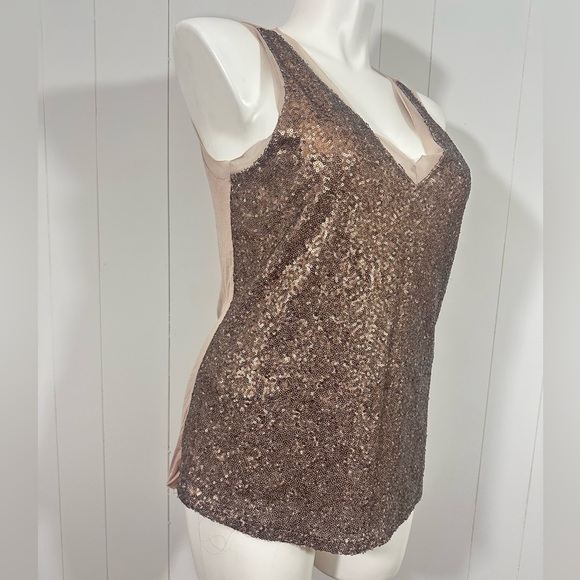NWT Cupio Women's Sz XL Blush Beige Sequin Sleeveless V-Neck Tank Top Tunic - Picture 3 of 7